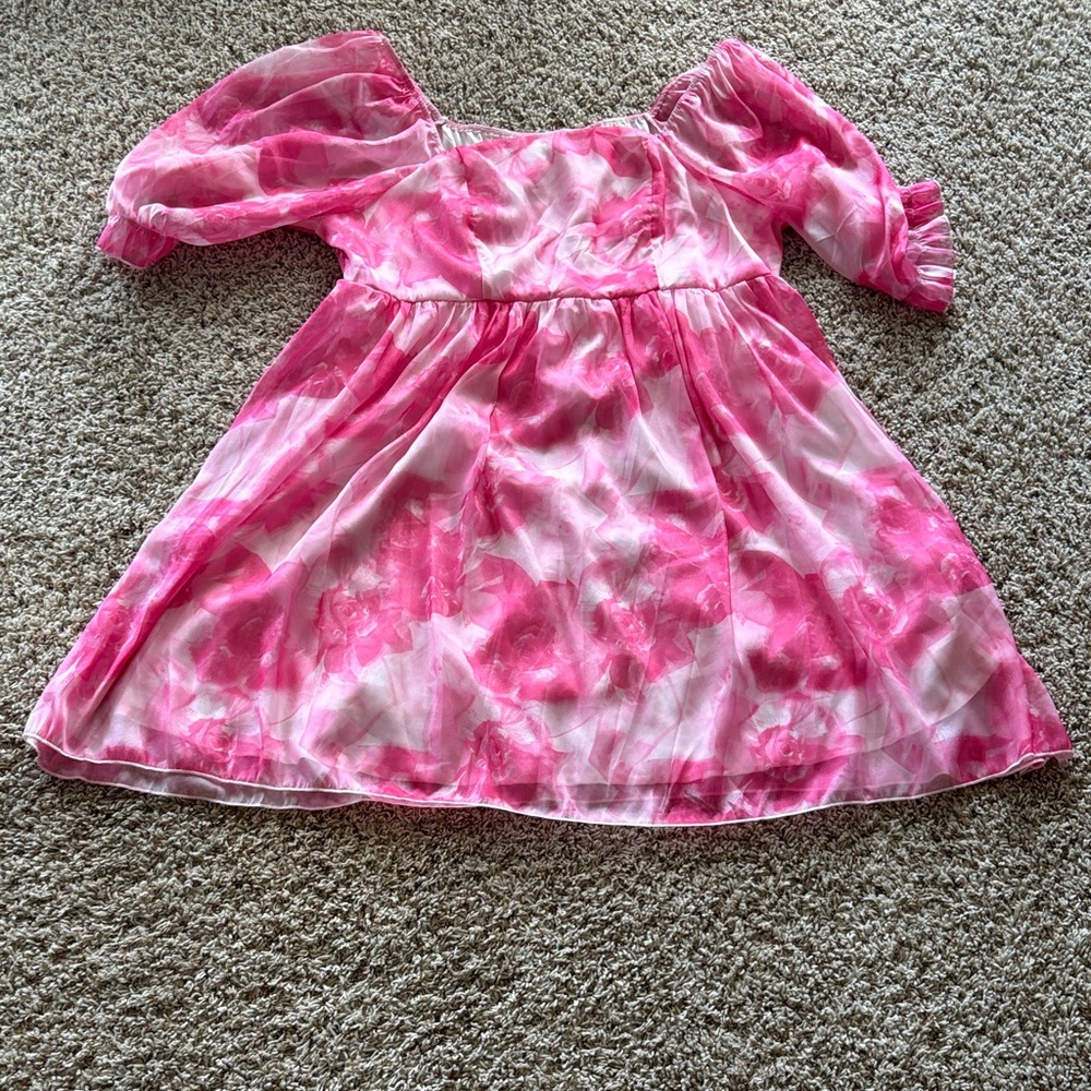 SHEIN Curve Pink and White Dress
